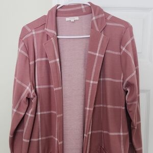 Maurices Women's Pink Plaid Cardigan